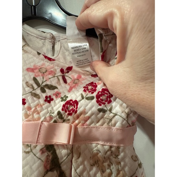 Youngland squiggles Baby Girls Newborn 3M  Floral Dress Pink Bow Tulle Trim - Picture 6 of 7